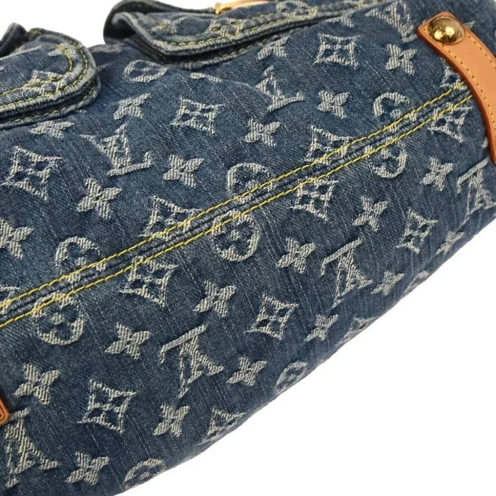 Louis Vuitton Blue Monogram Denim Baggy GM Hobo Shoulder Bag M95048 FL095 136291 - Picture 6 of 10